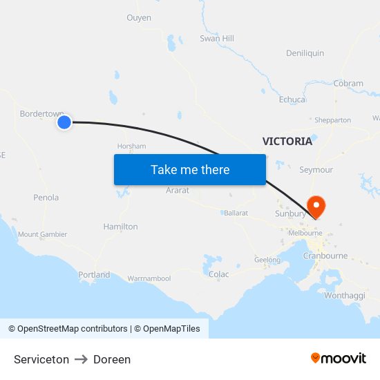 Serviceton to Doreen map