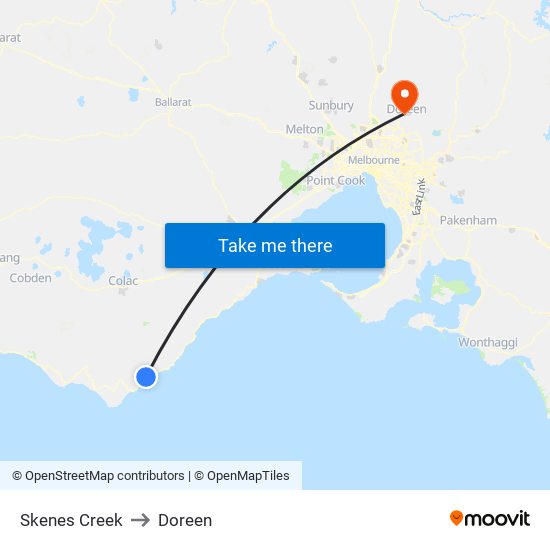 Skenes Creek to Doreen map