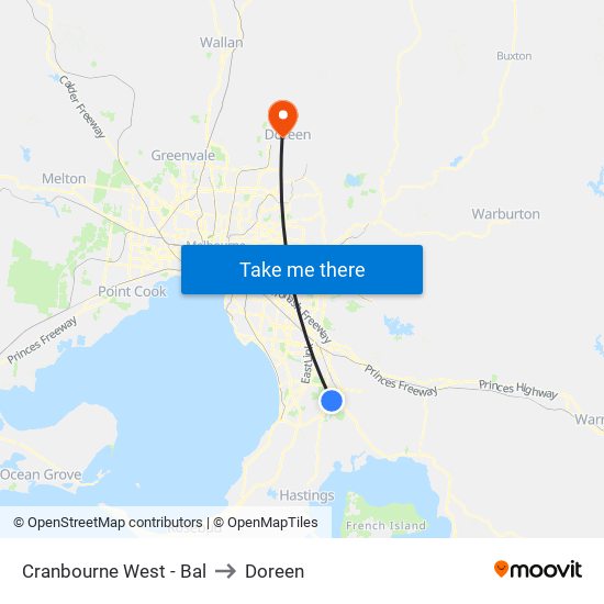 Cranbourne West - Bal to Doreen map