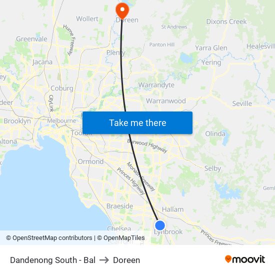 Dandenong South - Bal to Doreen map