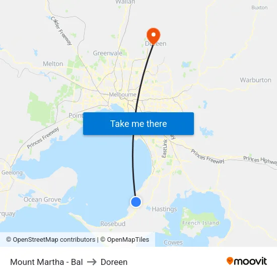 Mount Martha - Bal to Doreen map