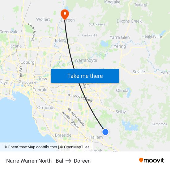 Narre Warren North - Bal to Doreen map
