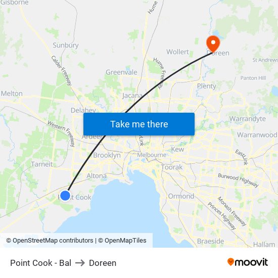 Point Cook - Bal to Doreen map