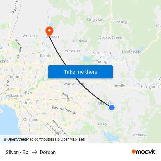 Silvan - Bal to Doreen map