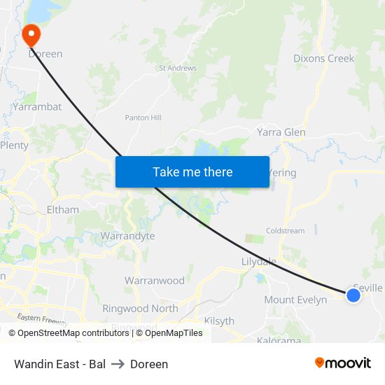 Wandin East - Bal to Doreen map