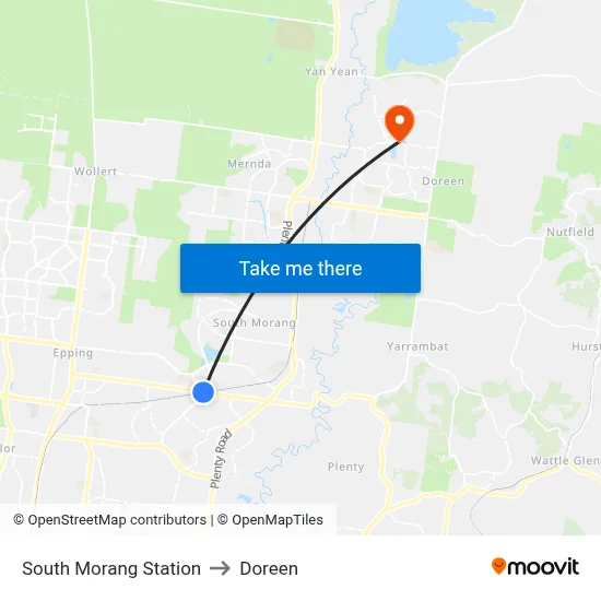 South Morang Station to Doreen map