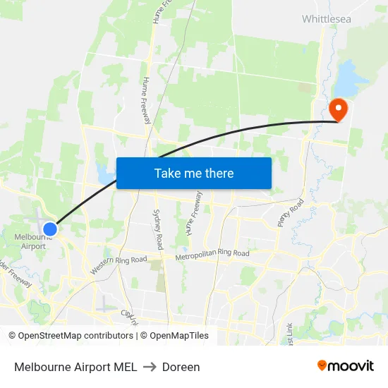 Melbourne Airport MEL to Doreen map