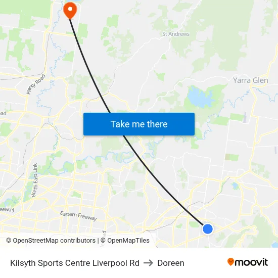 Kilsyth Sports Centre Liverpool Rd to Doreen map
