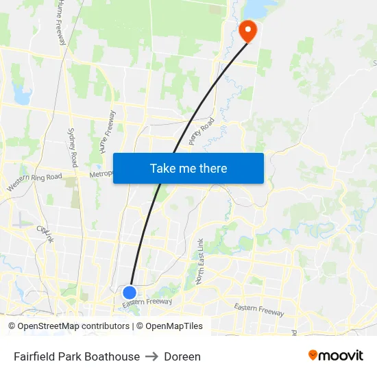 Fairfield Park Boathouse to Doreen map