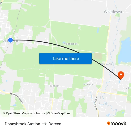 Donnybrook Station to Doreen map