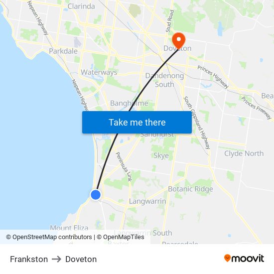 Frankston to Doveton map