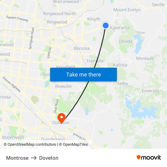 Montrose to Doveton map