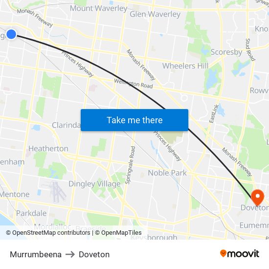 Murrumbeena to Doveton map