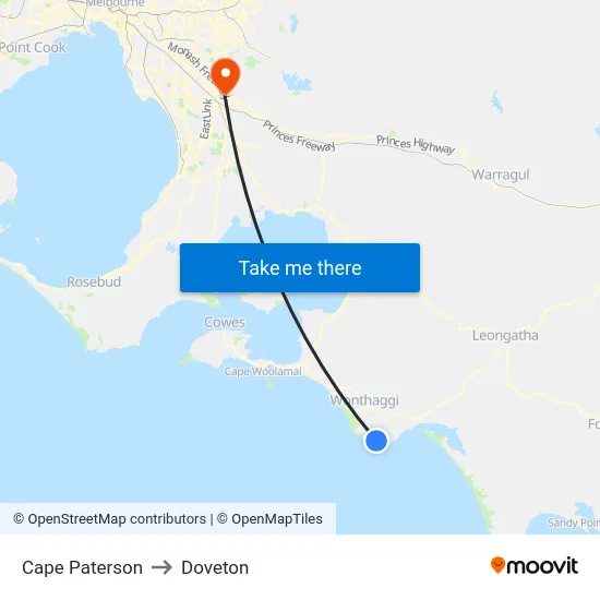 Cape Paterson to Doveton map