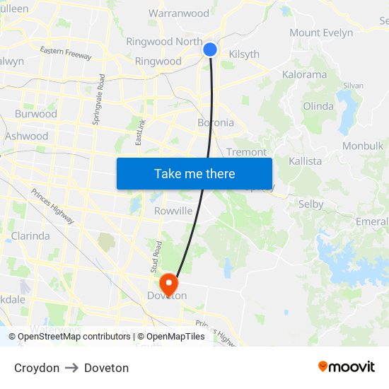 Croydon to Doveton map