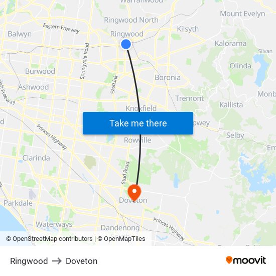 Ringwood to Doveton map