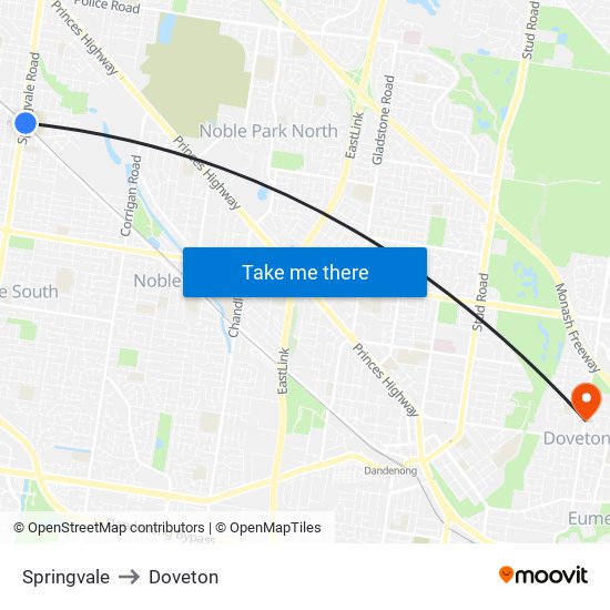 Springvale to Doveton map