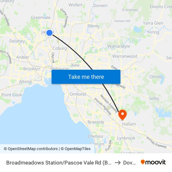 Broadmeadows Station/Pascoe Vale Rd (Broadmeadows) to Doveton map