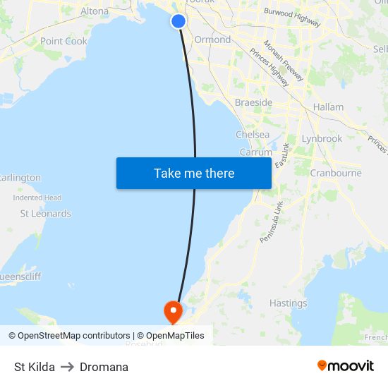 St Kilda to Dromana map