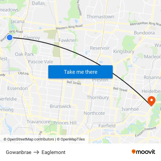 Gowanbrae to Eaglemont map