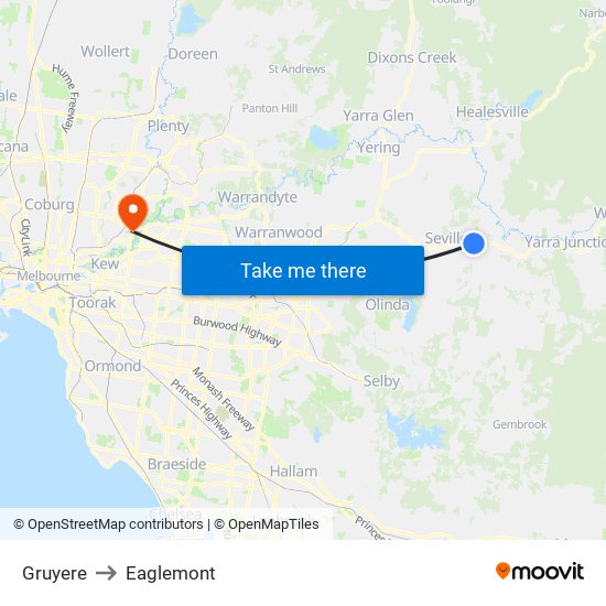 Gruyere to Eaglemont map