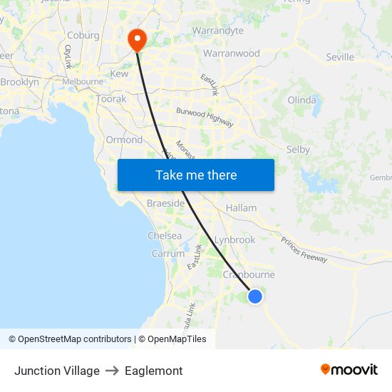 Junction Village to Eaglemont map