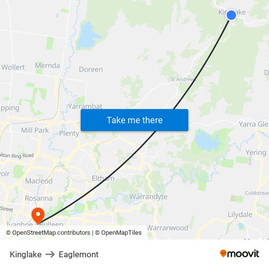 Kinglake to Eaglemont map