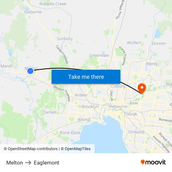 Melton to Eaglemont map