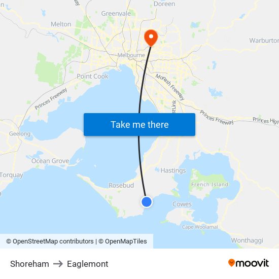 Shoreham to Eaglemont map