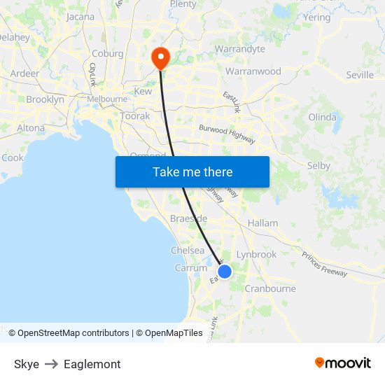 Skye to Eaglemont map