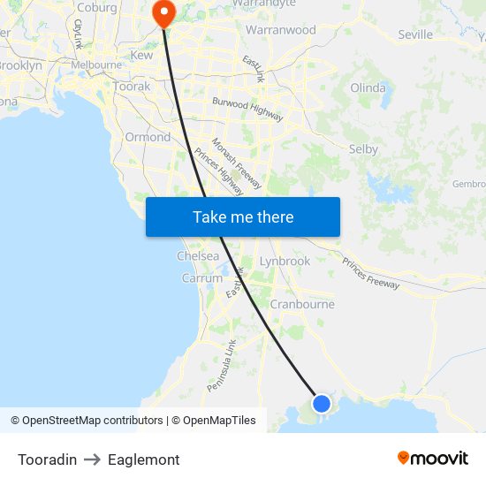 Tooradin to Eaglemont map