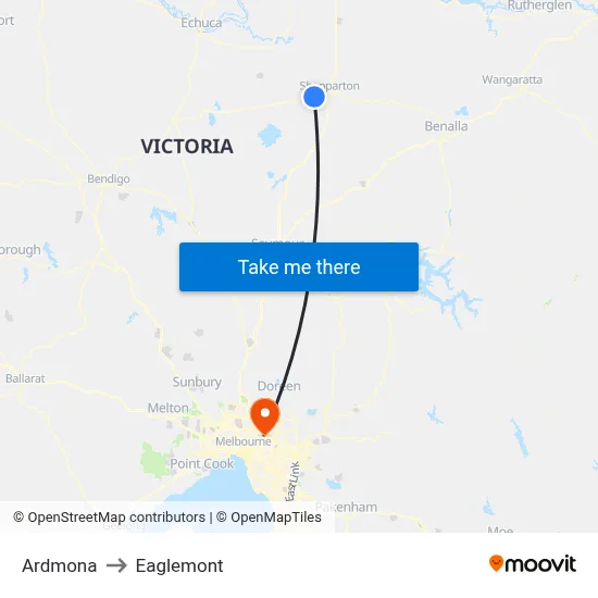 Ardmona to Eaglemont map