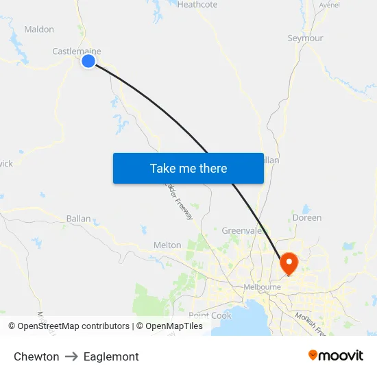 Chewton to Eaglemont map