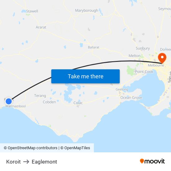 Koroit to Eaglemont map