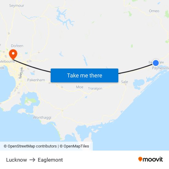 Lucknow to Eaglemont map