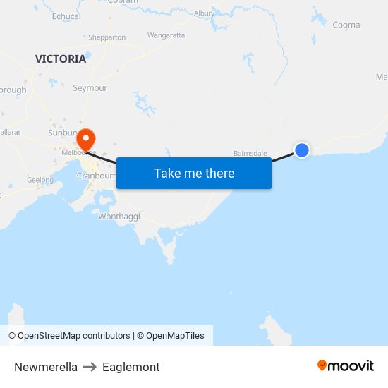 Newmerella to Eaglemont map