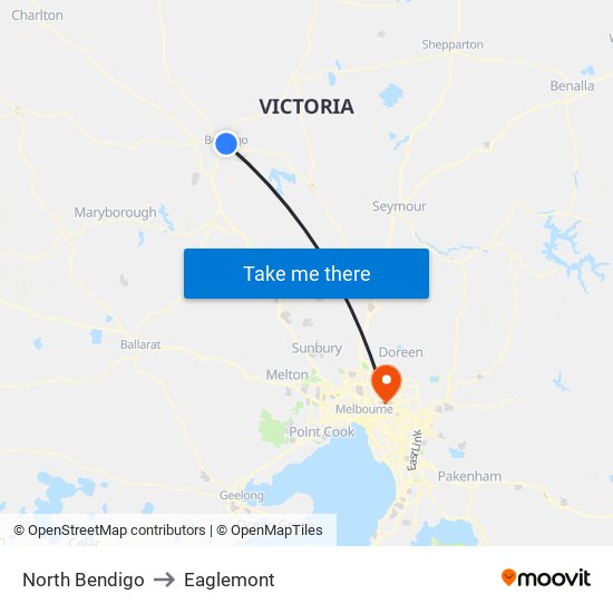 North Bendigo to Eaglemont map