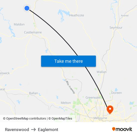 Ravenswood to Eaglemont map