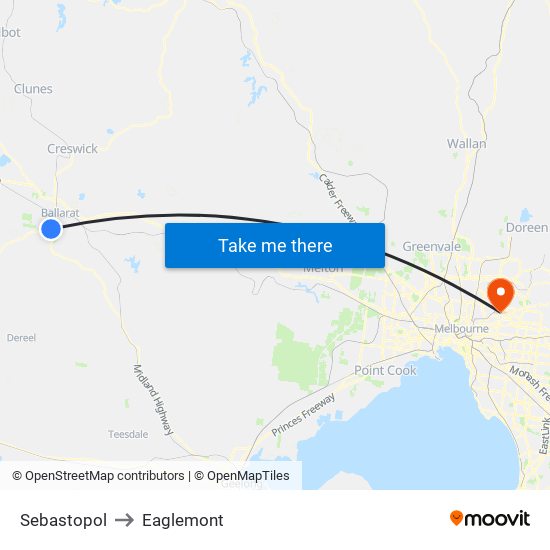 Sebastopol to Eaglemont map