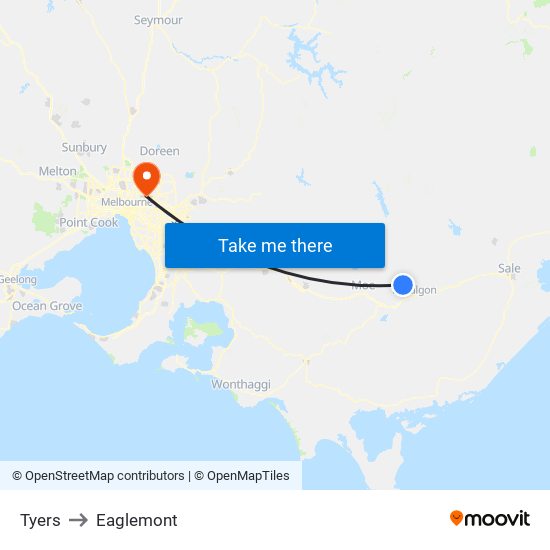 Tyers to Eaglemont map