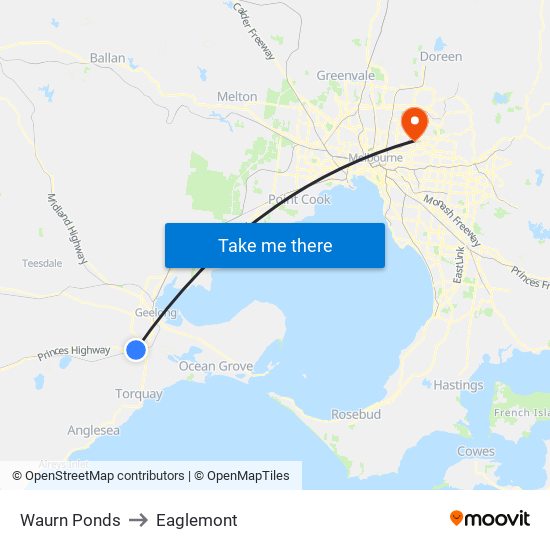 Waurn Ponds to Eaglemont map