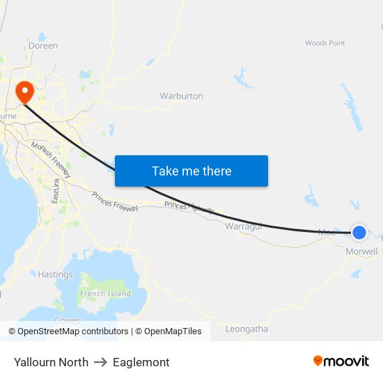 Yallourn North to Eaglemont map