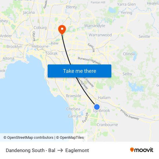 Dandenong South - Bal to Eaglemont map