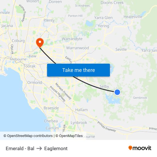 Emerald - Bal to Eaglemont map