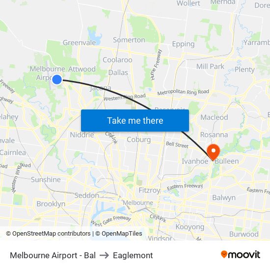 Melbourne Airport - Bal to Eaglemont map