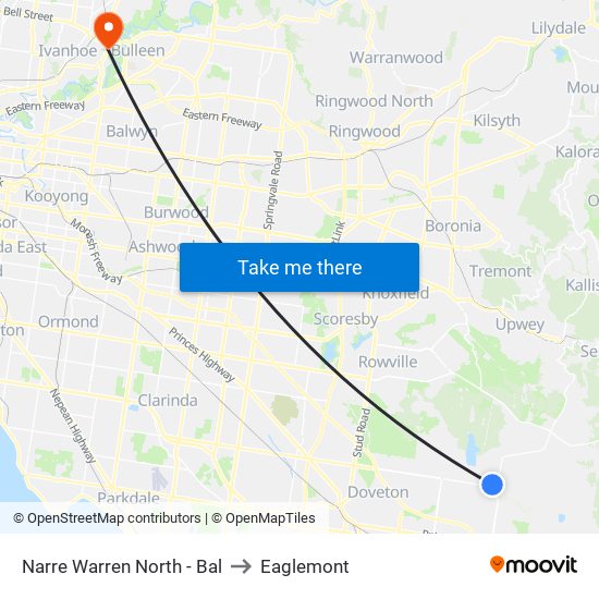 Narre Warren North - Bal to Eaglemont map