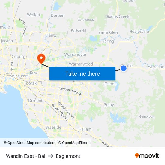 Wandin East - Bal to Eaglemont map