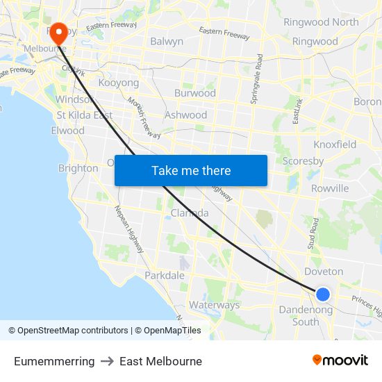 Eumemmerring to East Melbourne map