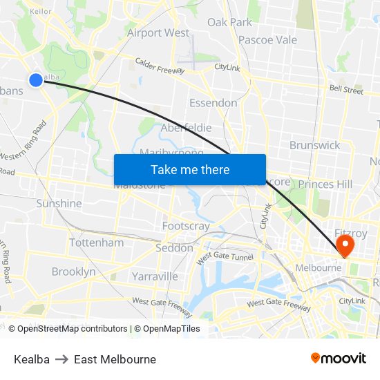 Kealba to East Melbourne map