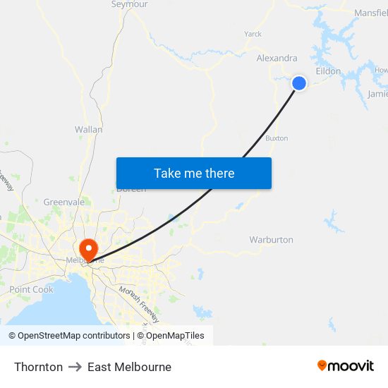 Thornton to East Melbourne map